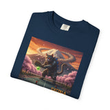 Catzilla Pickleball Destroyer T-shirt | Kaiju Cat Samurai, Mount Fuji Cherry Blossoms