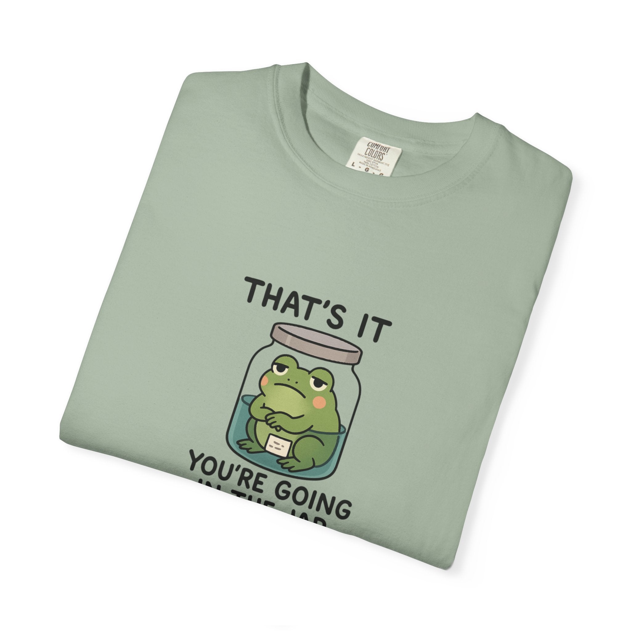 Glass Jar Frog Illustration T-shirt | Frog in Water Jar