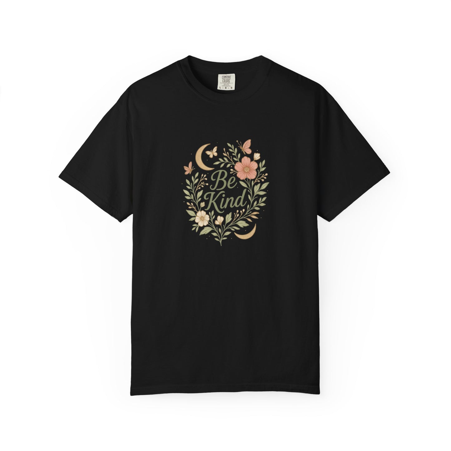 Be Kind Floral Wreath T-Shirt | Positive Quote, Boho Botanical Design