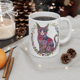 Floral Cat Bouquet Mug | Whimsical Kitten Flower Art 11oz
