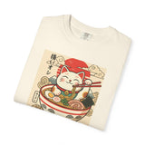 Maneki Neko Ramen Cat T-shirt | Lucky Cat Bowl Graphic Japanese Style