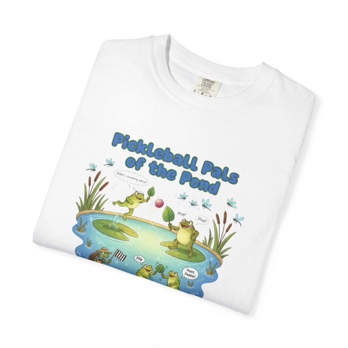 Pickleball Pals of the Pond T-Shirt | Cute Frog Pond Illustration