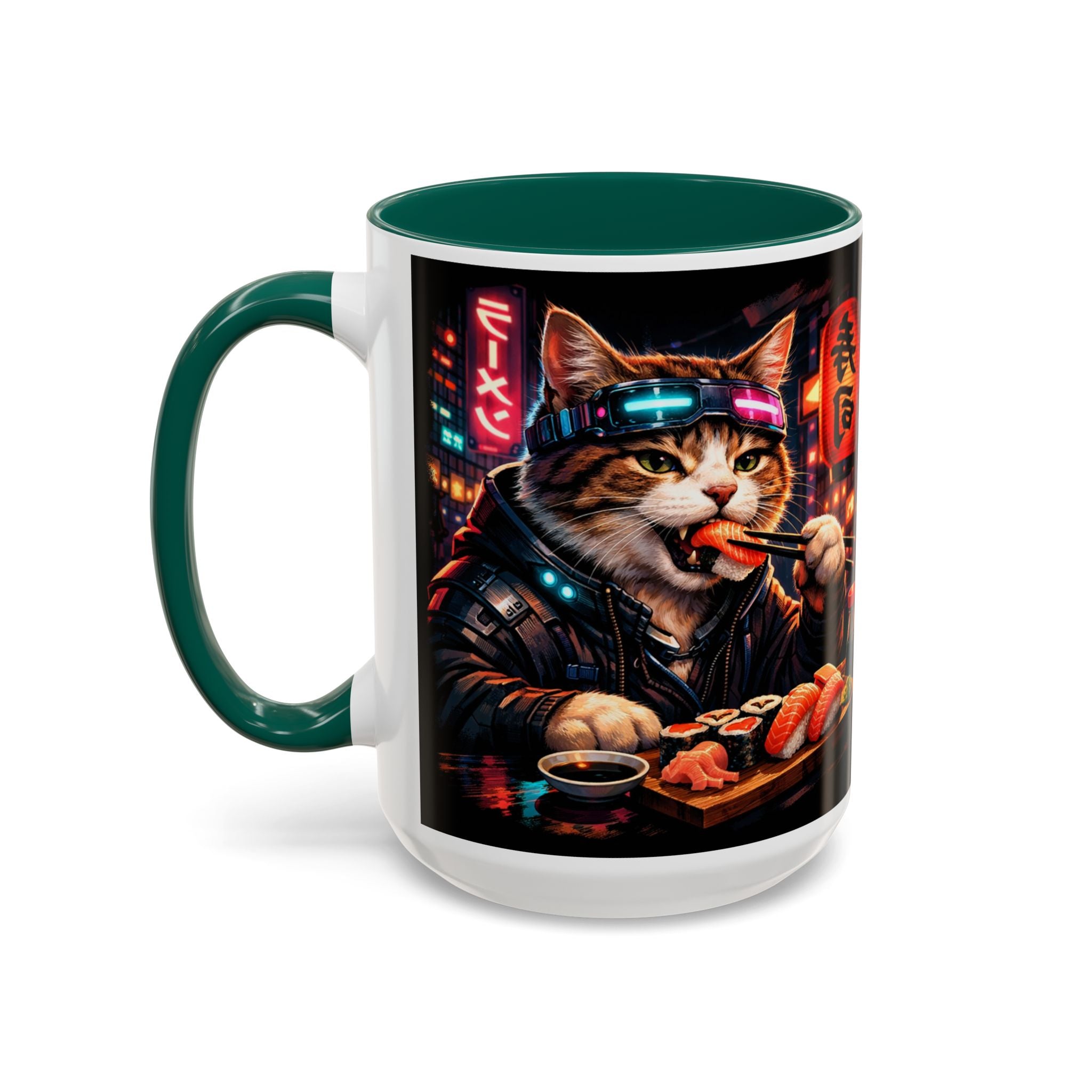 Cyberpunk Sushi Cat Mug | 11oz 15oz Ceramic Coffee Cup