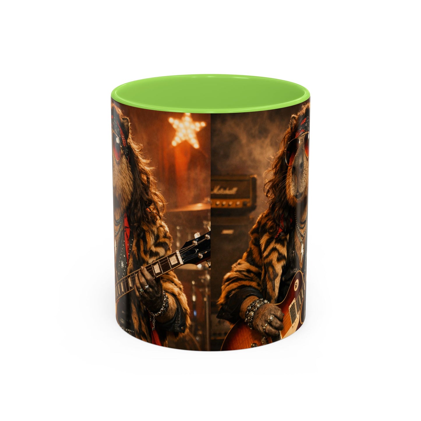 Rockstar Capybara with Guitar Mug | Color Accent Coffee Cup 11oz 15oz