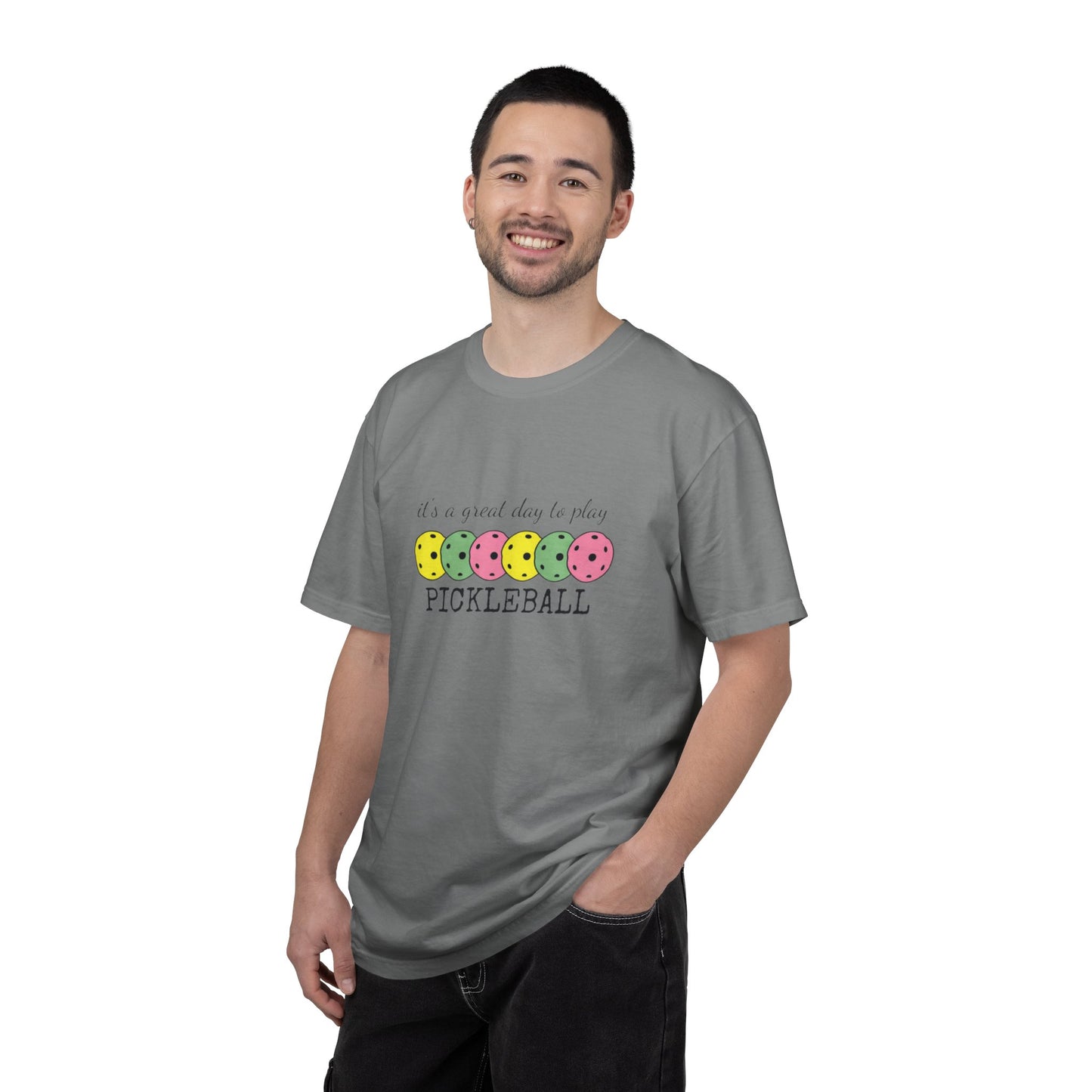 It's a Great Day to Play Pickleball T-Shirt | Colorful Pickleball Paddles Tee