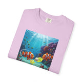 Clownfish Reef Scene T-shirt | Underwater Coral Ocean Illustration