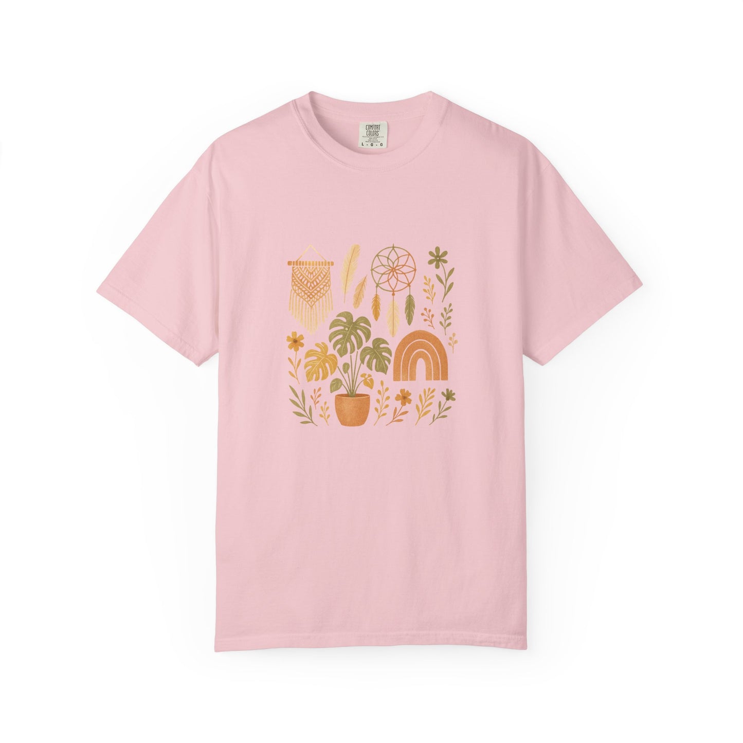 Boho Plants and Dreamcatcher T-Shirt | Rainbow, Monstera, Macrame