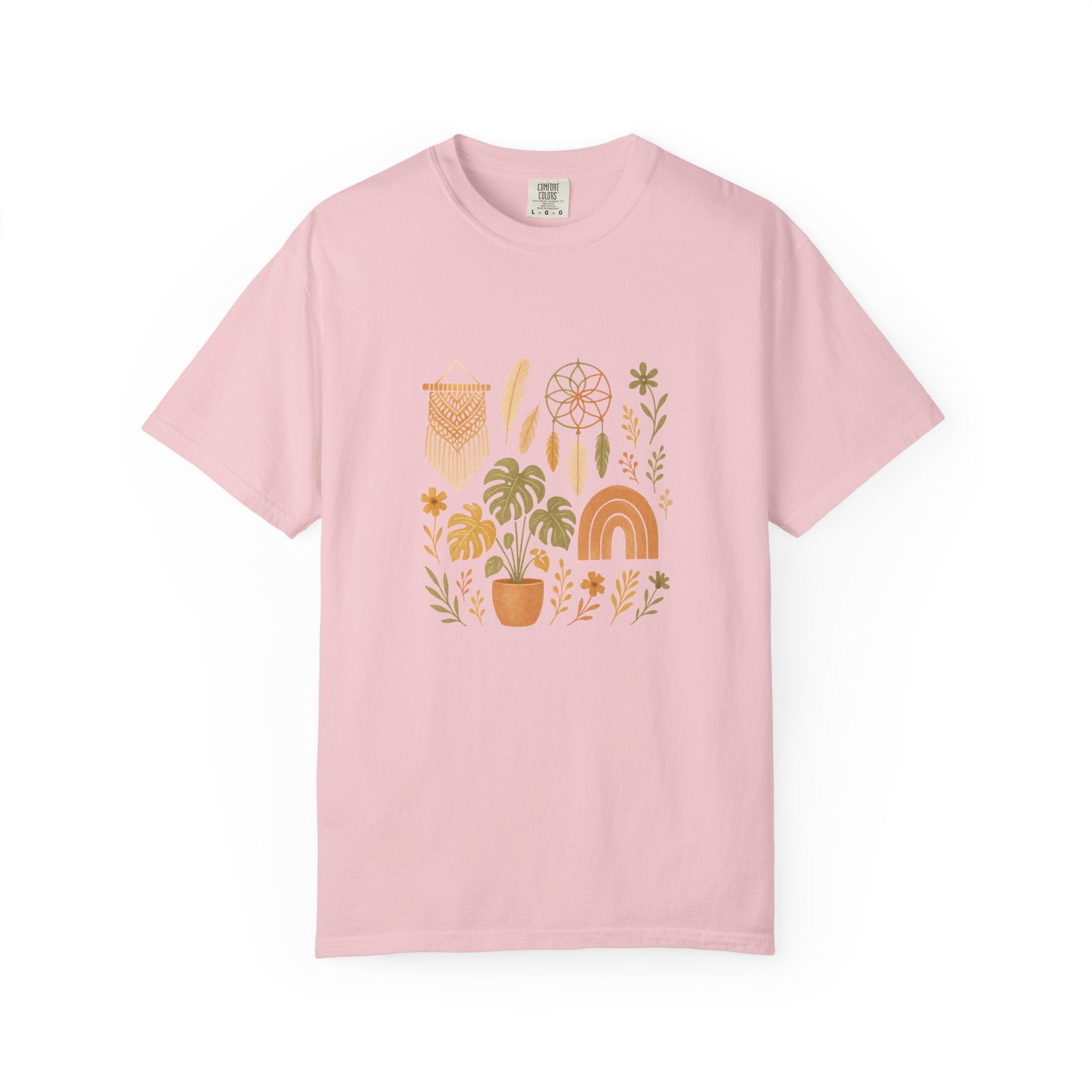 Boho Plants and Dreamcatcher T-Shirt | Rainbow, Monstera, Macrame