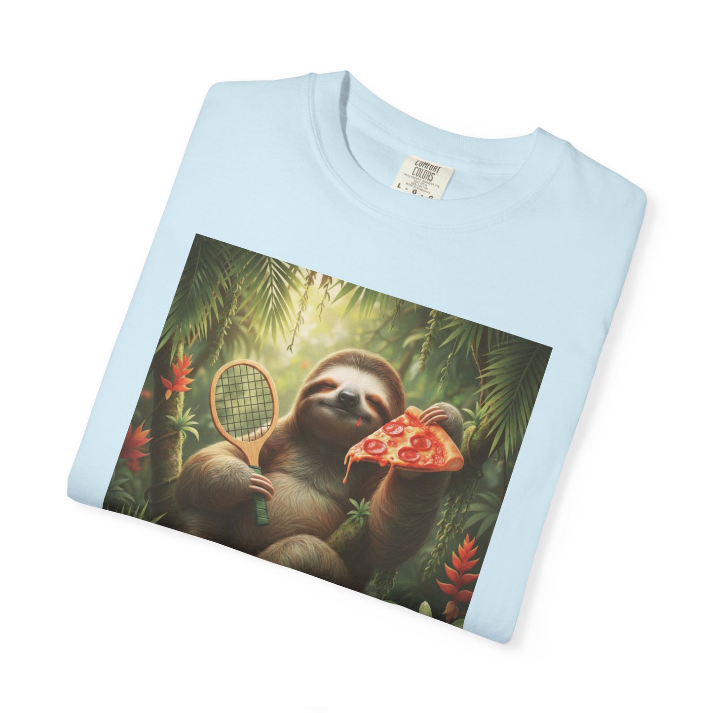 Sloth with Pizza and Pickleball Racket T-shirt | Eat Sleep Drink Repeat