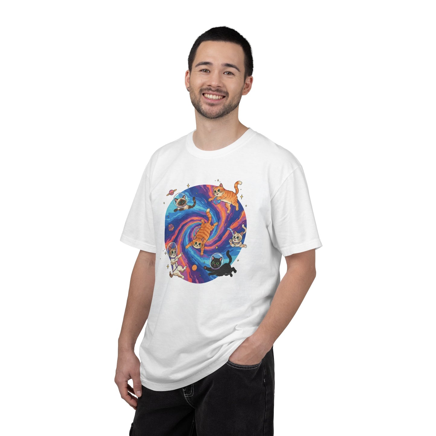 Space Cats floating in galaxy T-Shirt | Astronaut Kittens, Swirling Nebula