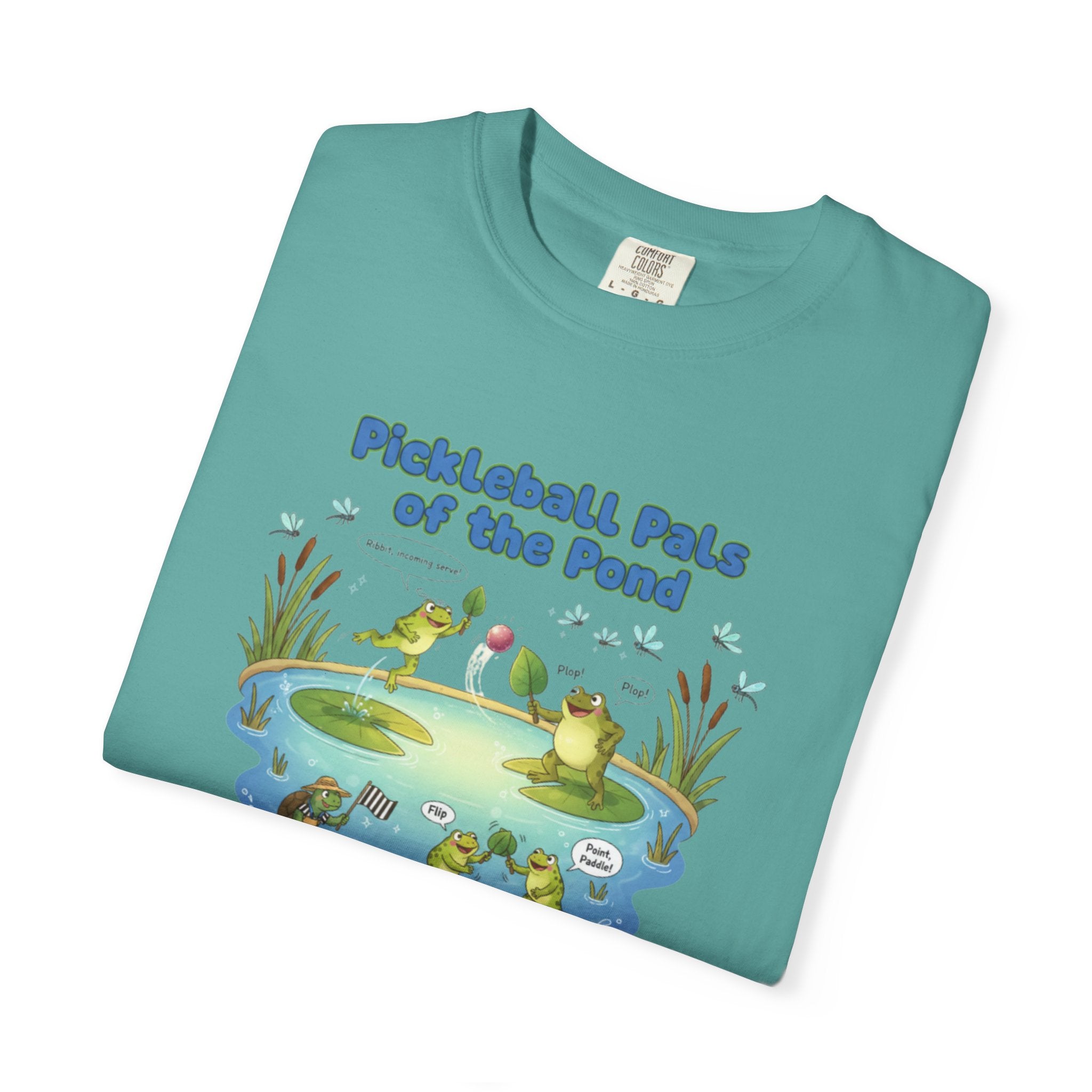 Pickleball Pals of the Pond T-Shirt | Cute Frog Pond Illustration