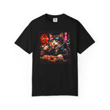 Sushi-Eating Cat T-Shirt | Neon Japanese Street Food Art