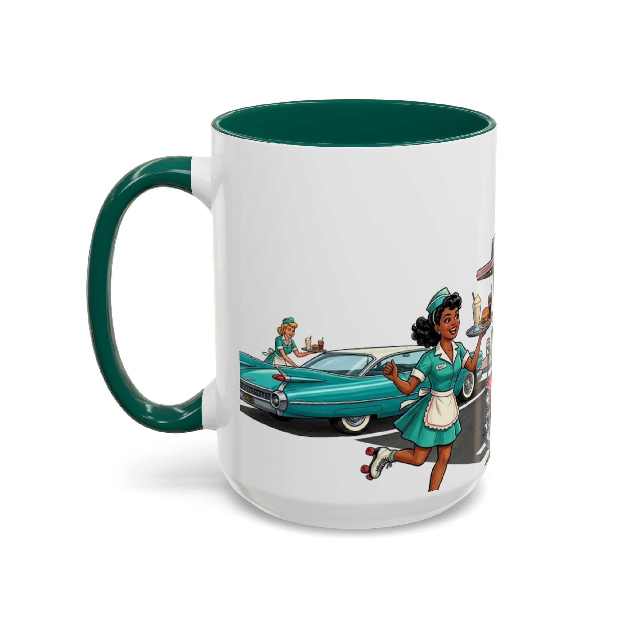 1950s Diner Scene Mug | Retro Car Hop Coffee Cup