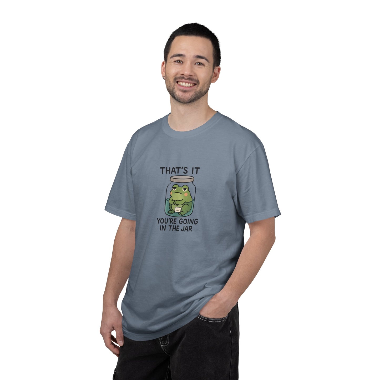 Glass Jar Frog Illustration T-shirt | Frog in Water Jar
