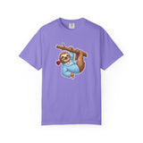 Sloth with Rose on Branch T-shirt | Cute Relaxed Animal Tee