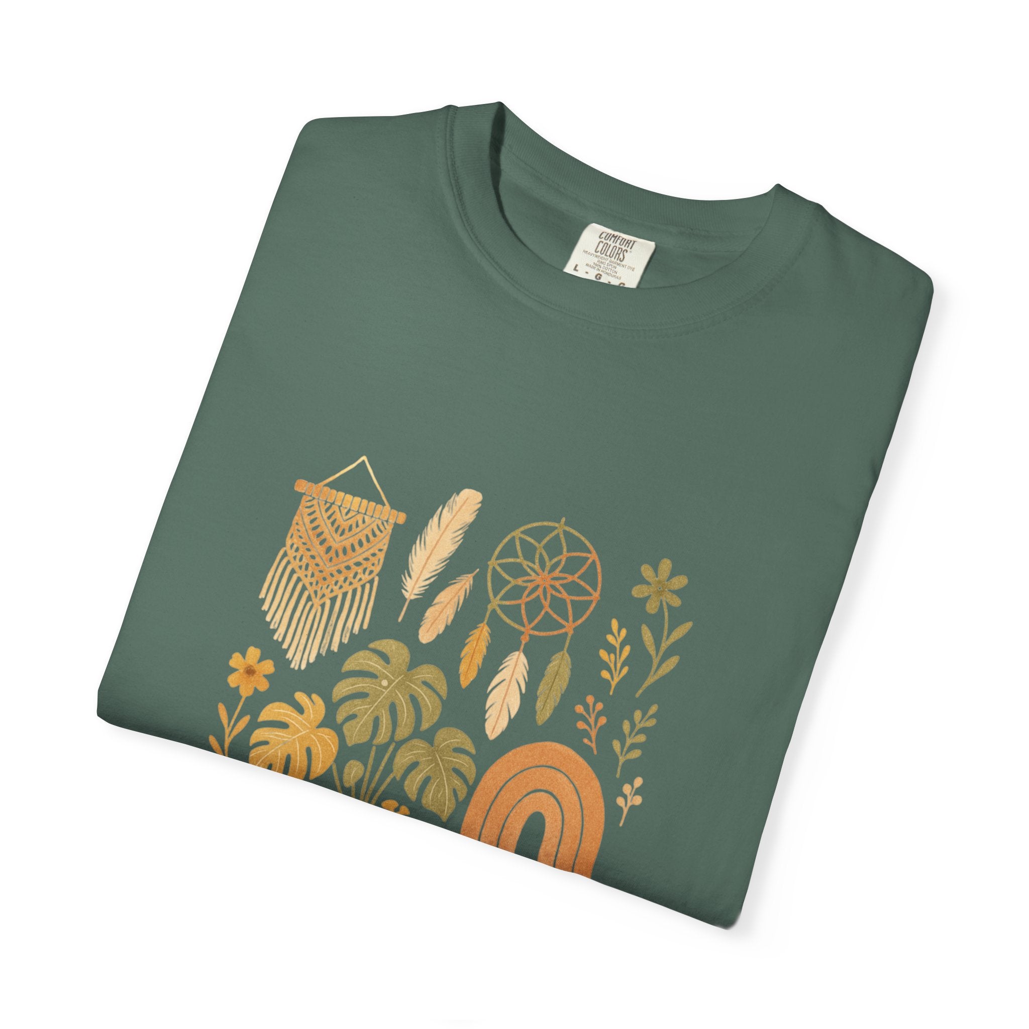 Boho Plants and Dreamcatcher T-Shirt | Rainbow, Monstera, Macrame