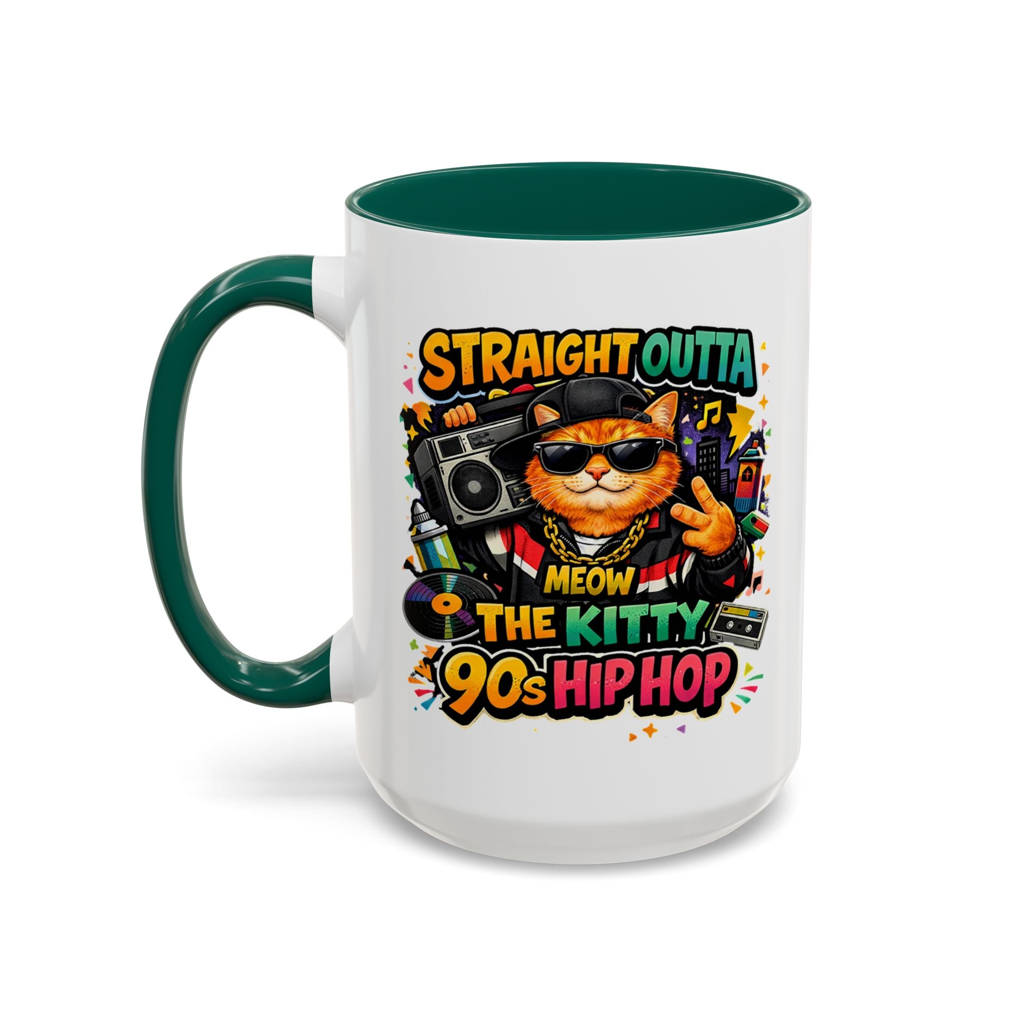 Straight Outta Meow The Kitty 90s Hip Hop Mug | Color Accent