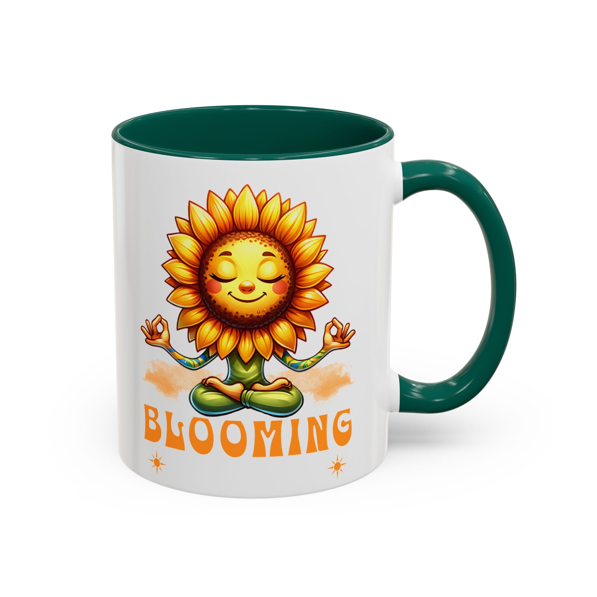 Blooming Sunflower Mug | Yoga Meditating Sunflower Ceramic Mug