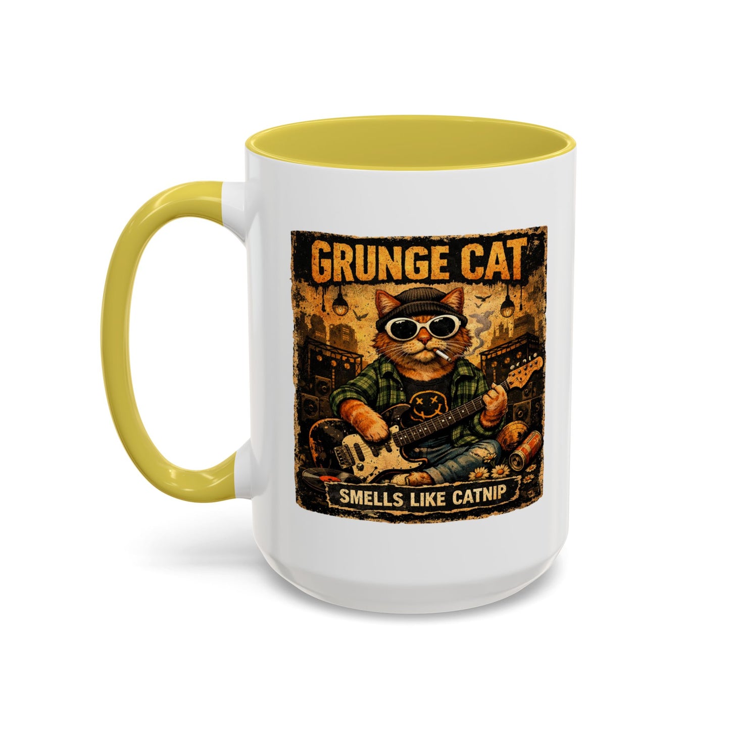 Grunge Cat Smells Like Catnip Mug | Ceramic Coffee Cup