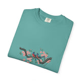 Birds on Cherry Blossom Branch T-Shirt | Japanese Floral Illustration