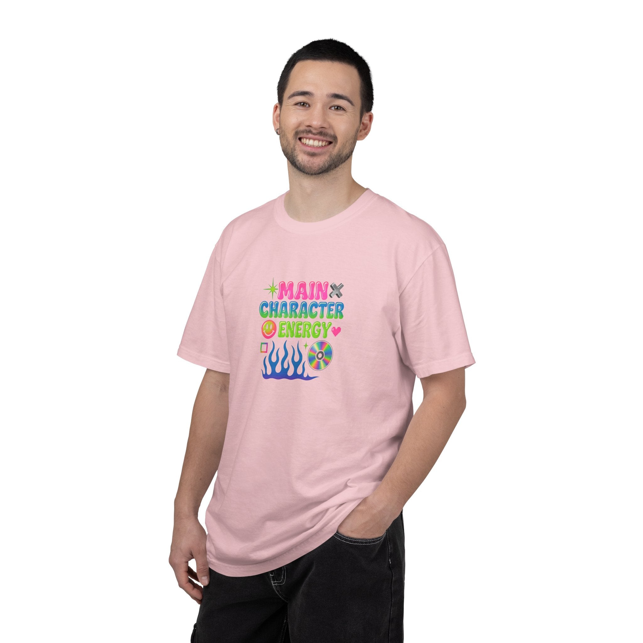 Main Character Energy T-shirt | Colorful Flame, Smiley Icons