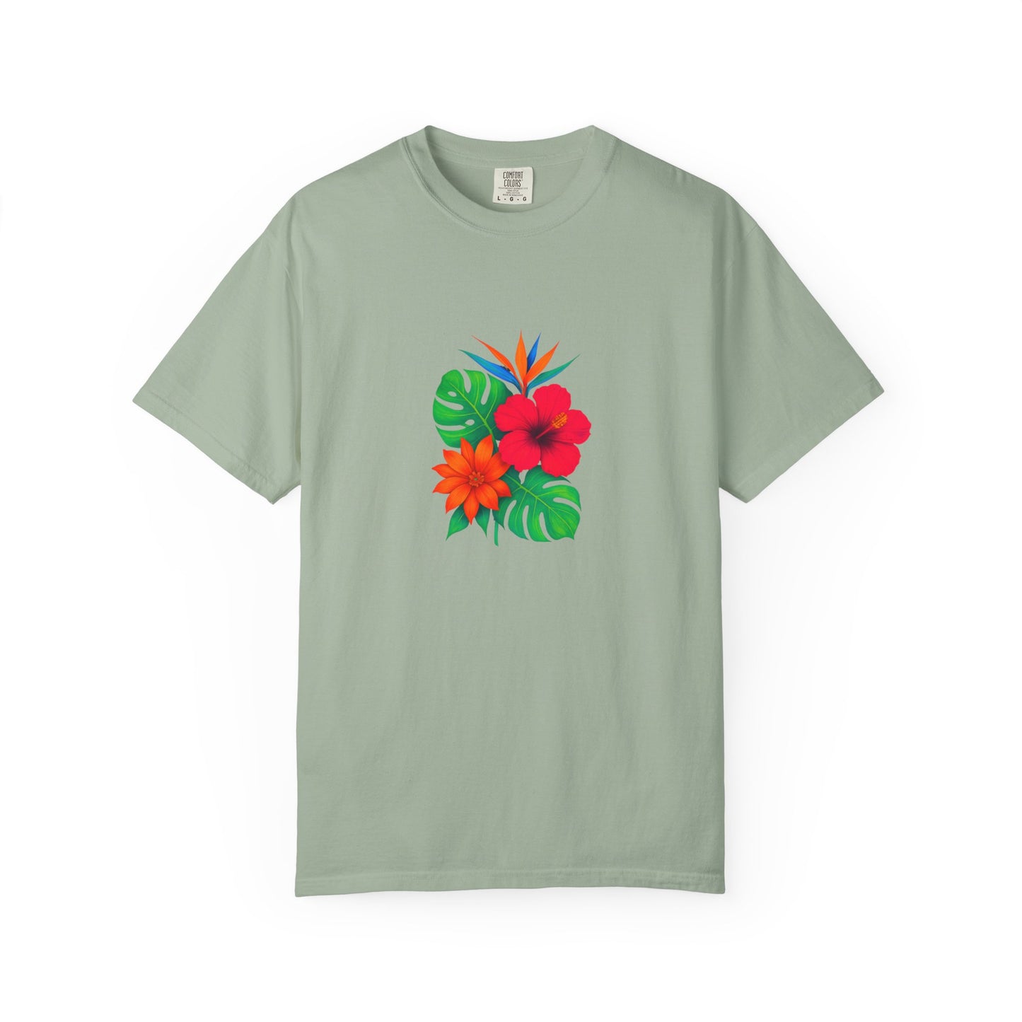 Tropical Hibiscus Floral Tee | Monstera Leaves, Bird of Paradise