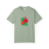 Tropical Hibiscus Floral Tee | Monstera Leaves, Bird of Paradise