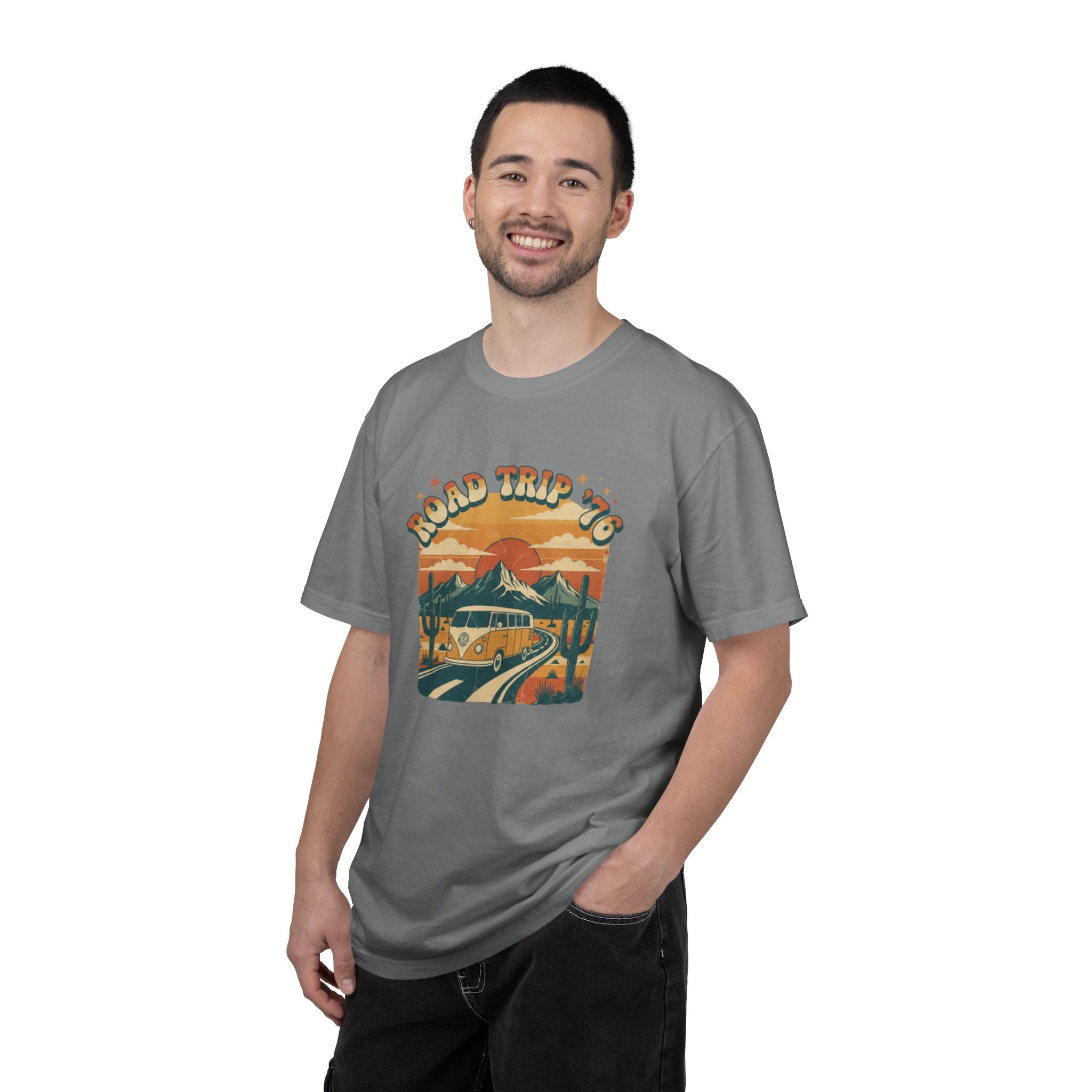 Road Trip '76 T-shirt | Vintage Camper Van Sunset Graphic