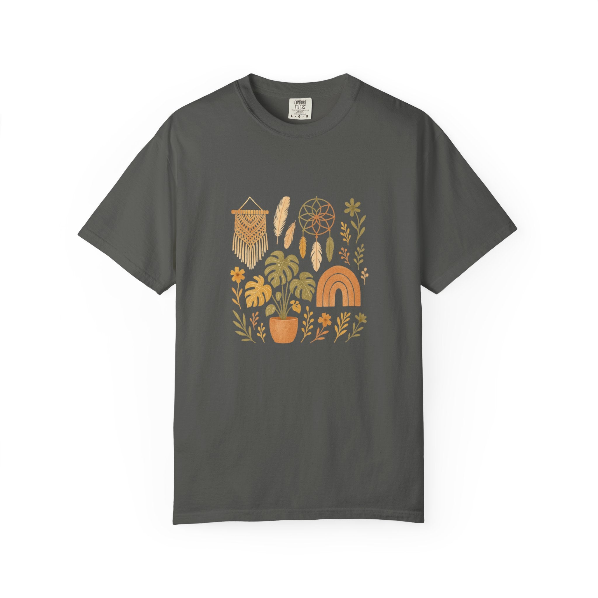 Boho Plants and Dreamcatcher T-Shirt | Rainbow, Monstera, Macrame