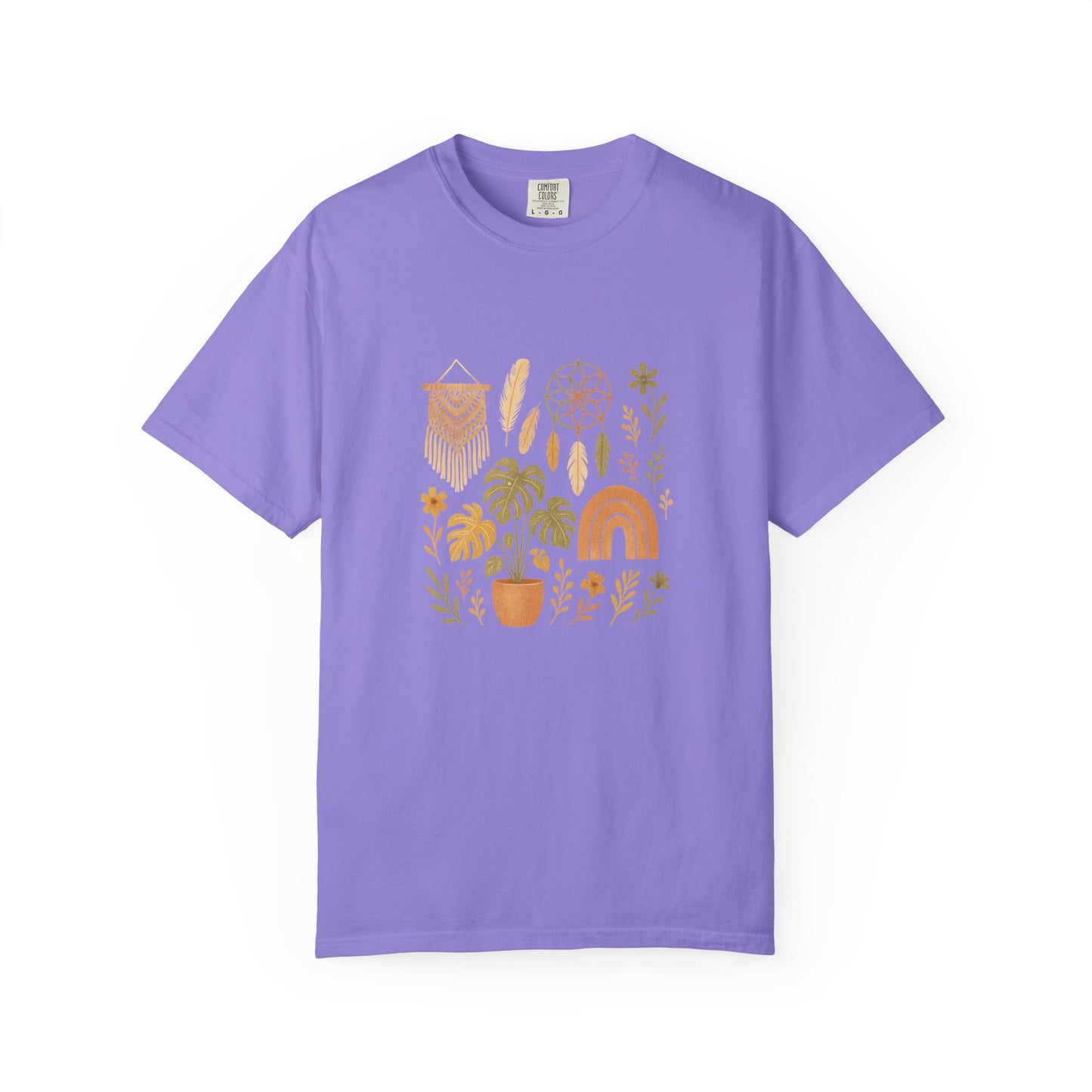 Boho Plants and Dreamcatcher T-Shirt | Rainbow, Monstera, Macrame