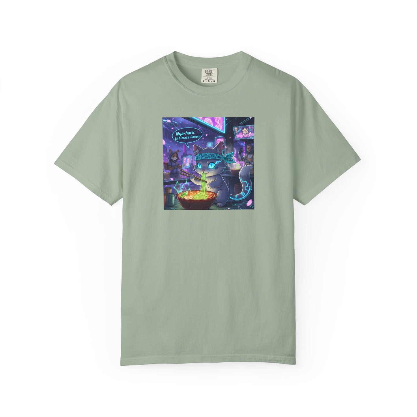Cyberpunk Cat T-shirt | Neon Magic Potion Street Scene