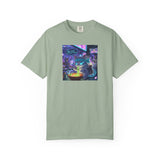 Cyberpunk Cat T-shirt | Neon Magic Potion Street Scene