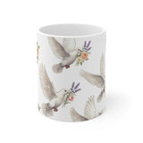 Dove with Bouquet Mug | Floral Peace Bird Ceramic Coffee Cup