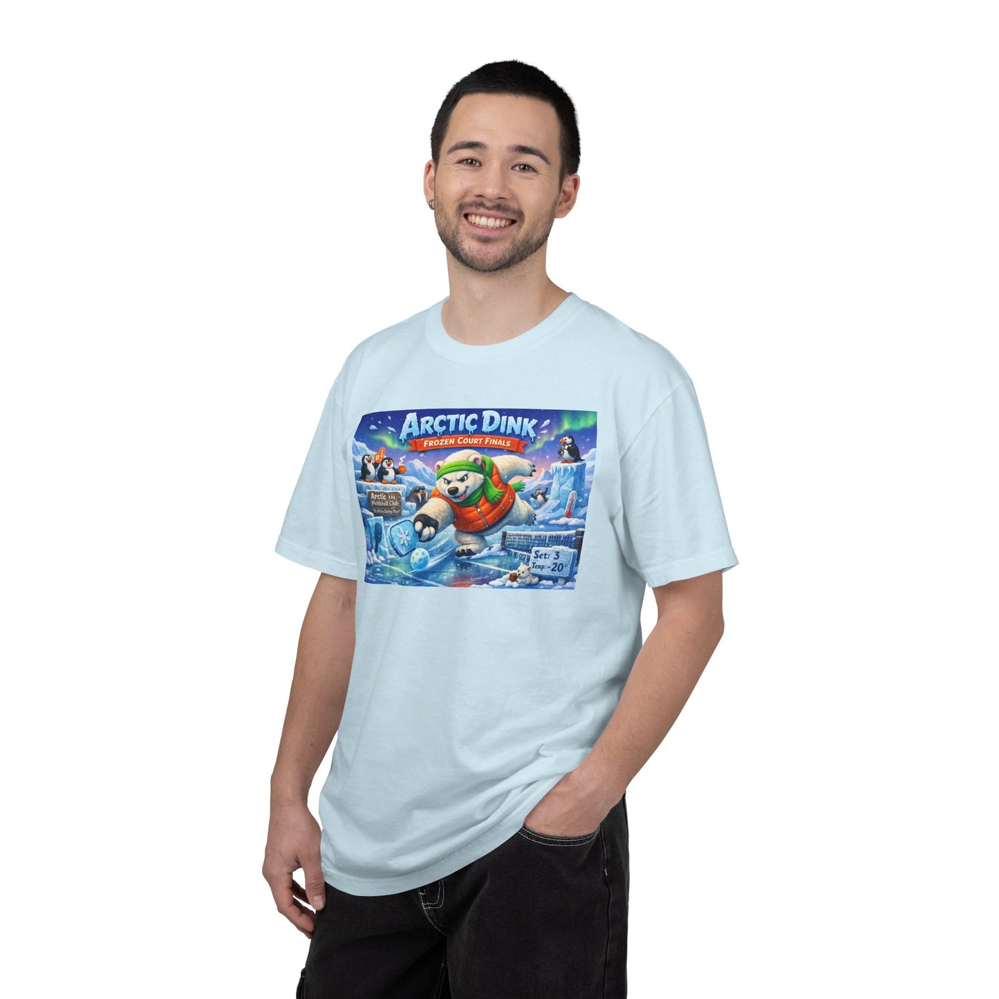 Arctic Dink Polar Bear Pickleball T-Shirt | Retro Game Art