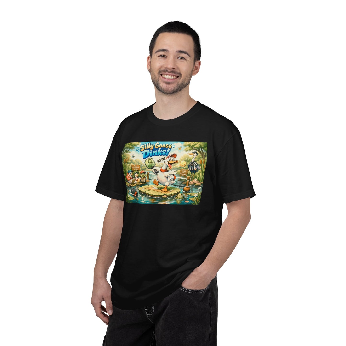 Silly Goose Dinks Cartoon Goose T-Shirt | Vintage Picnic Pond Illustration