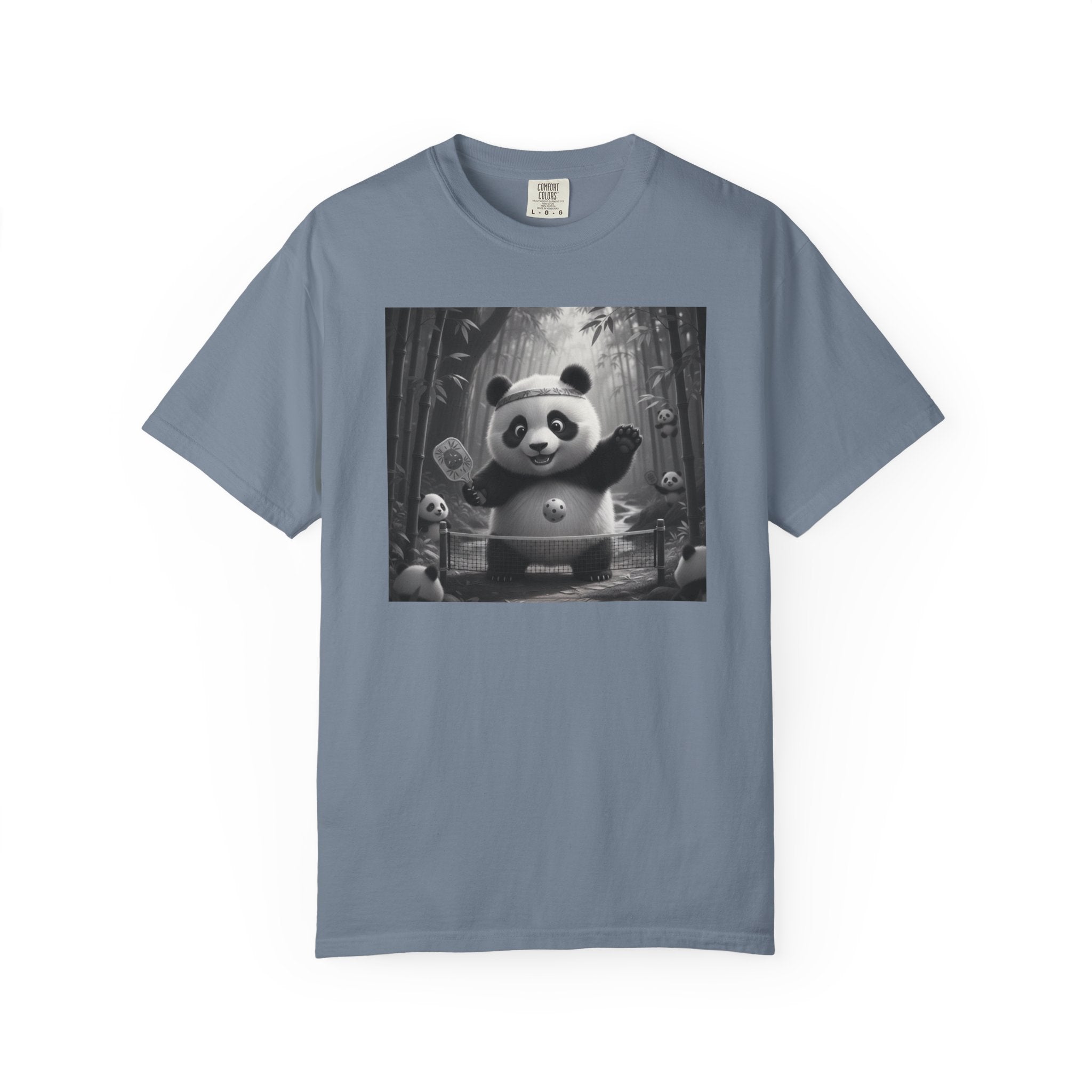 Panda Pickleball Bamboo Forest T-Shirt | Monochrome Kawaii Sports Decor