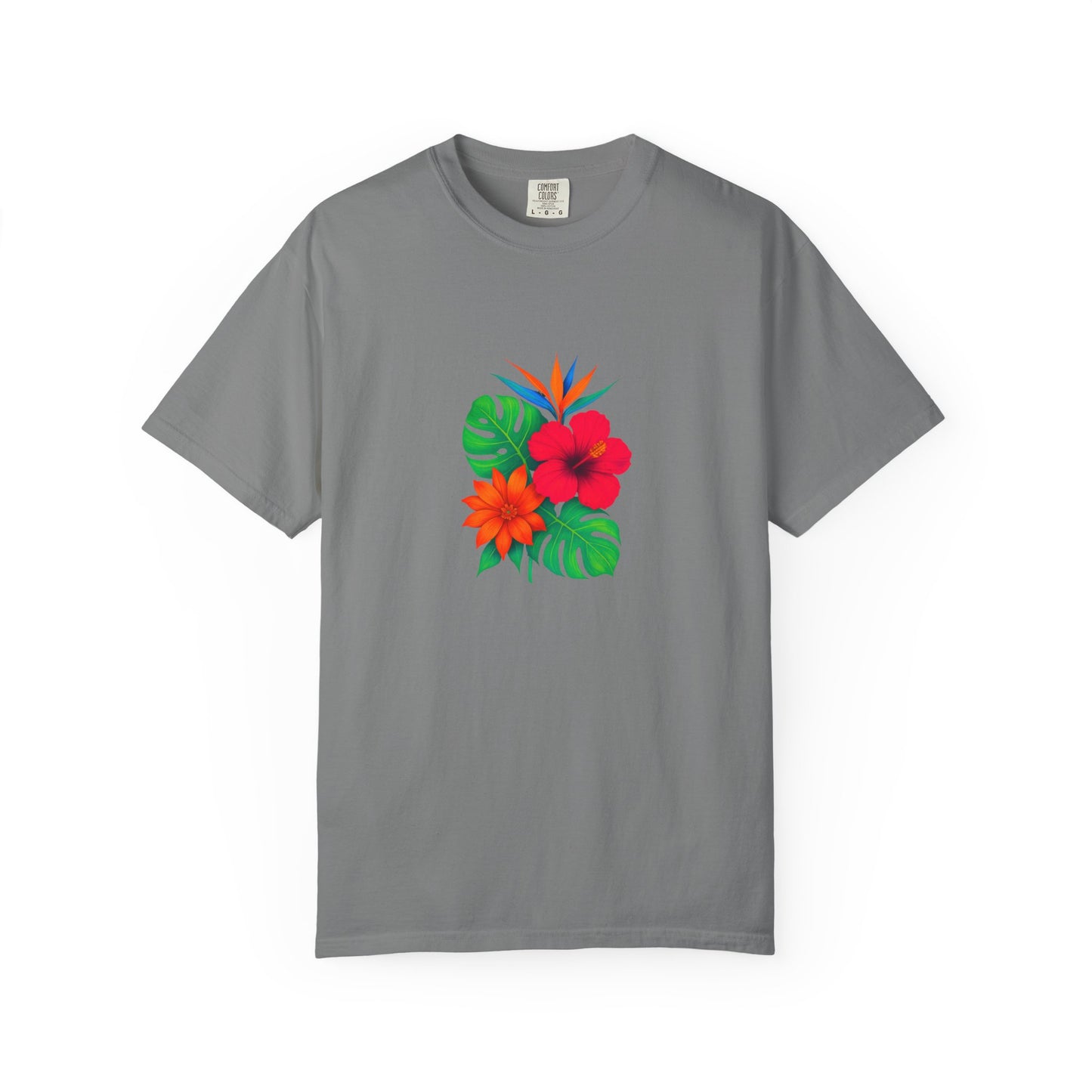 Tropical Hibiscus Floral Tee | Monstera Leaves, Bird of Paradise