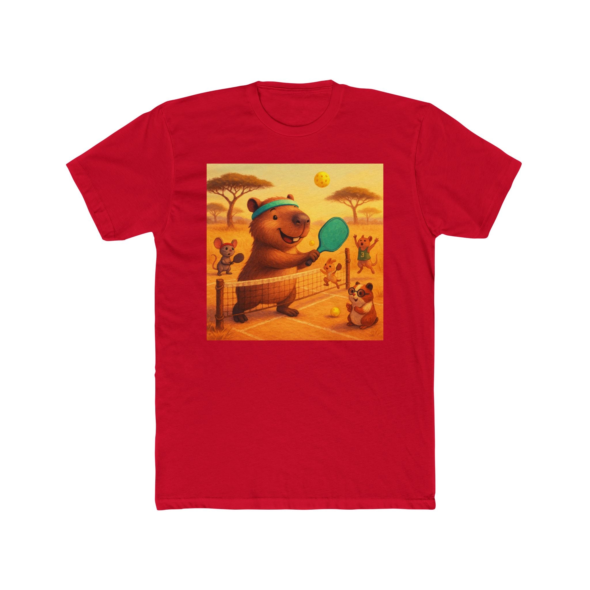 Capybara Playing Pickleball T-Shirt | Retro Sports Animal Illustration