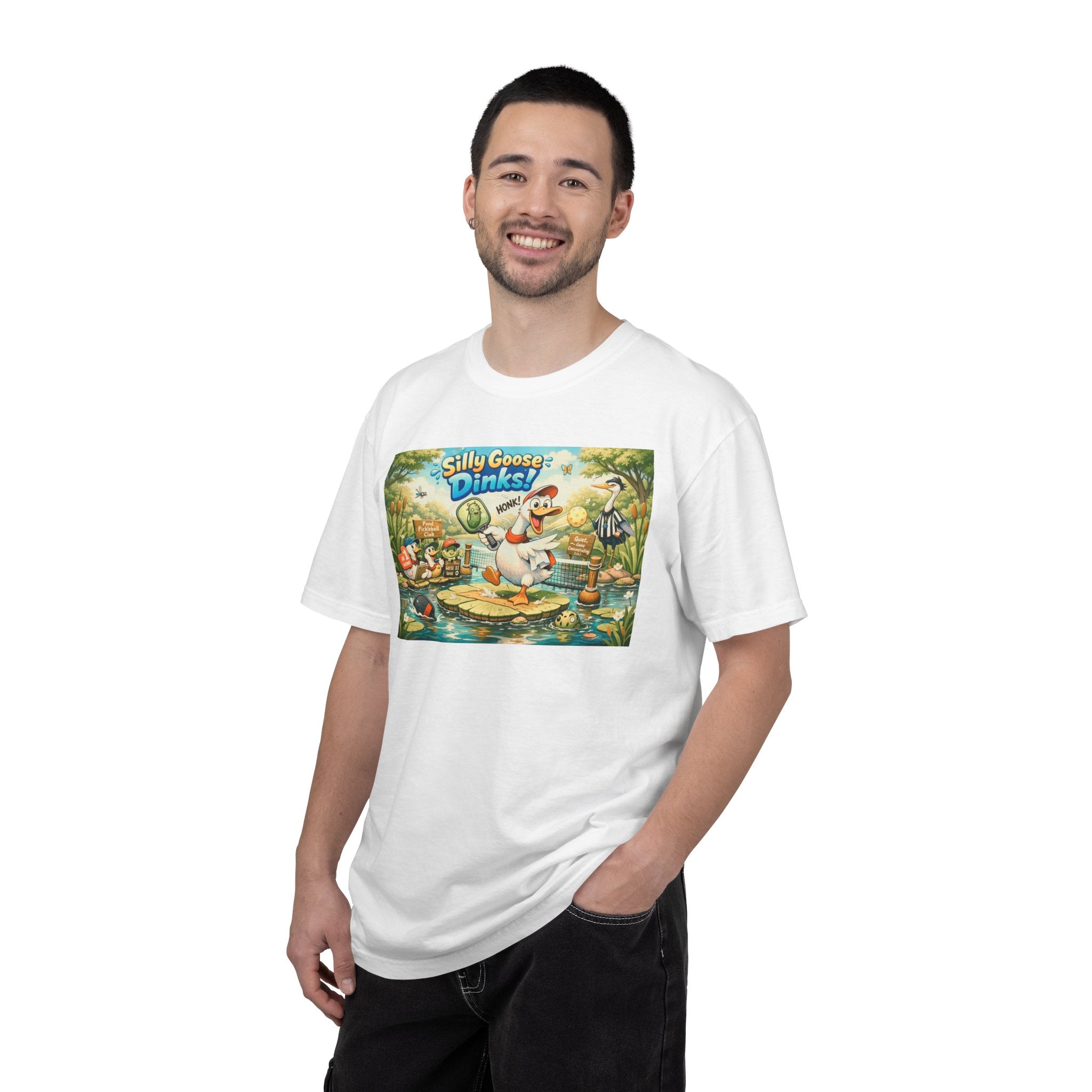 Silly Goose Dinks Cartoon Goose T-Shirt | Vintage Picnic Pond Illustration