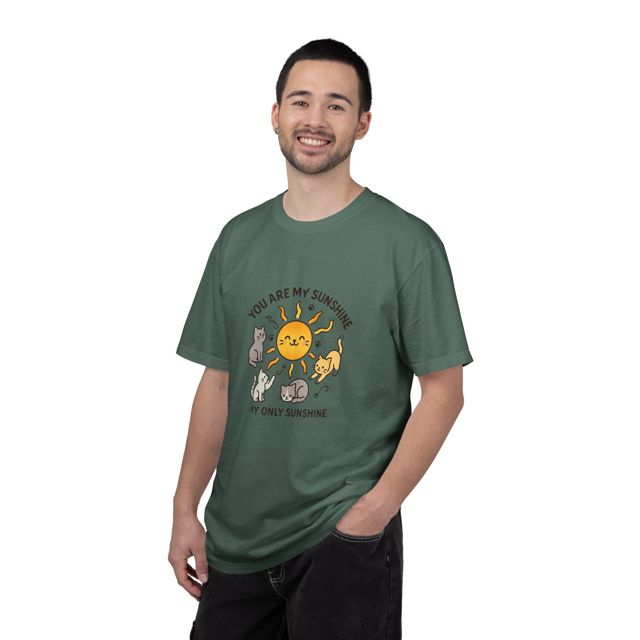 You Are My Sunshine Cat Illustration T-shirt | Cute Sun and Kittens