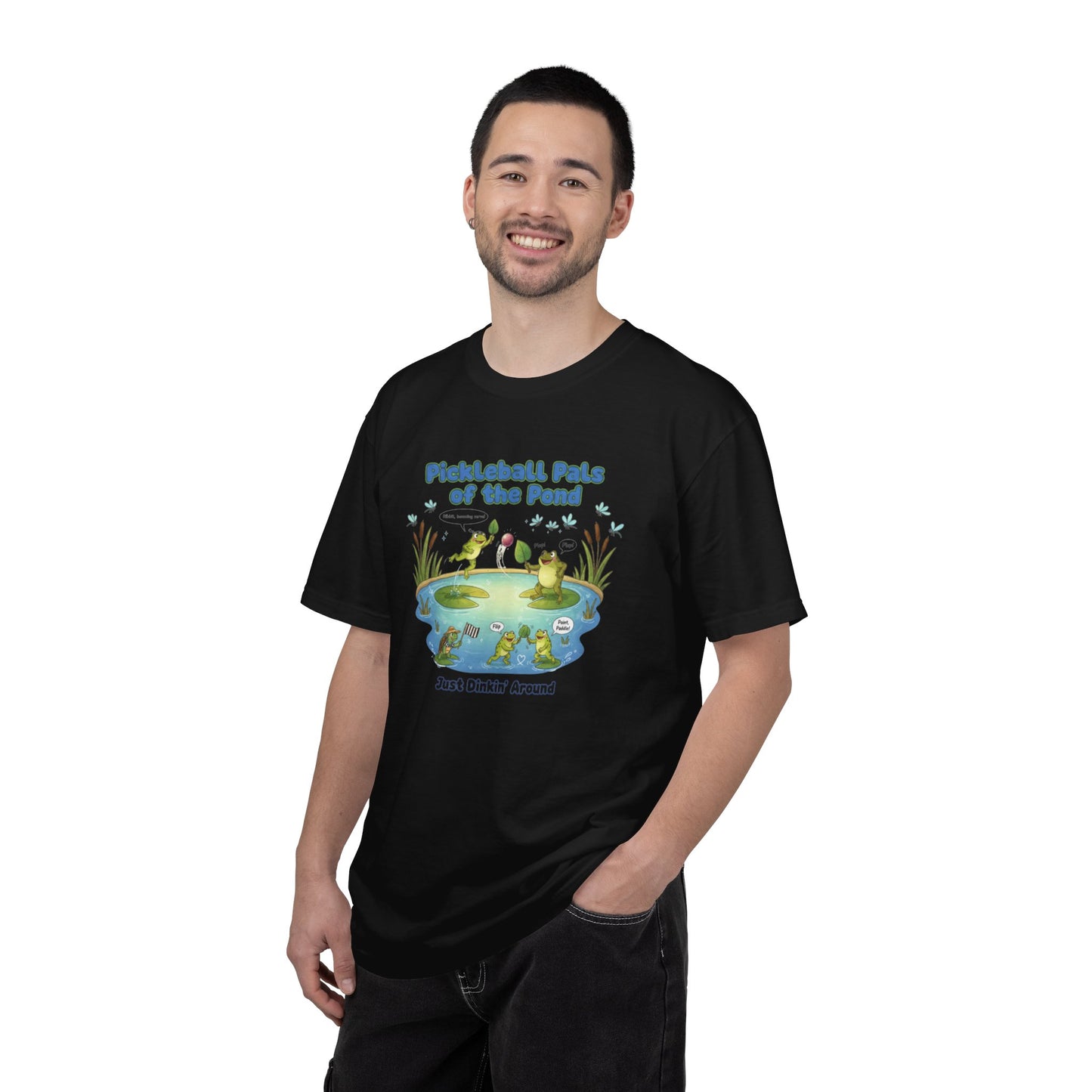 Pickleball Pals of the Pond T-Shirt | Cute Frog Pond Illustration