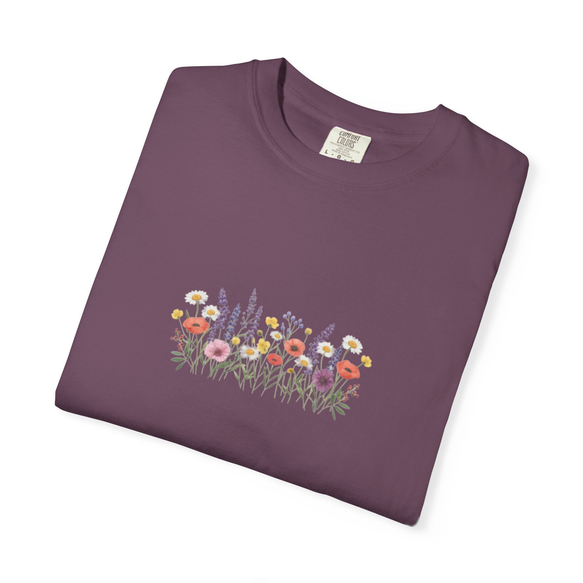 Wildflower Meadow watercolor floral design T-shirt | botanical garden tee