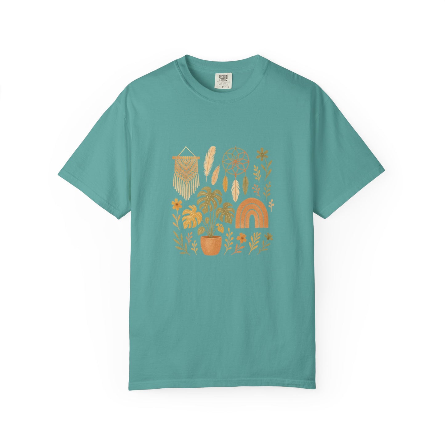 Boho Plants and Dreamcatcher T-Shirt | Rainbow, Monstera, Macrame