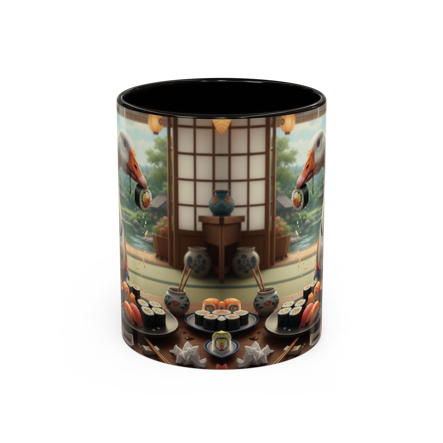 Goose with Sushi Mug | Japanese Tea Room Illustration