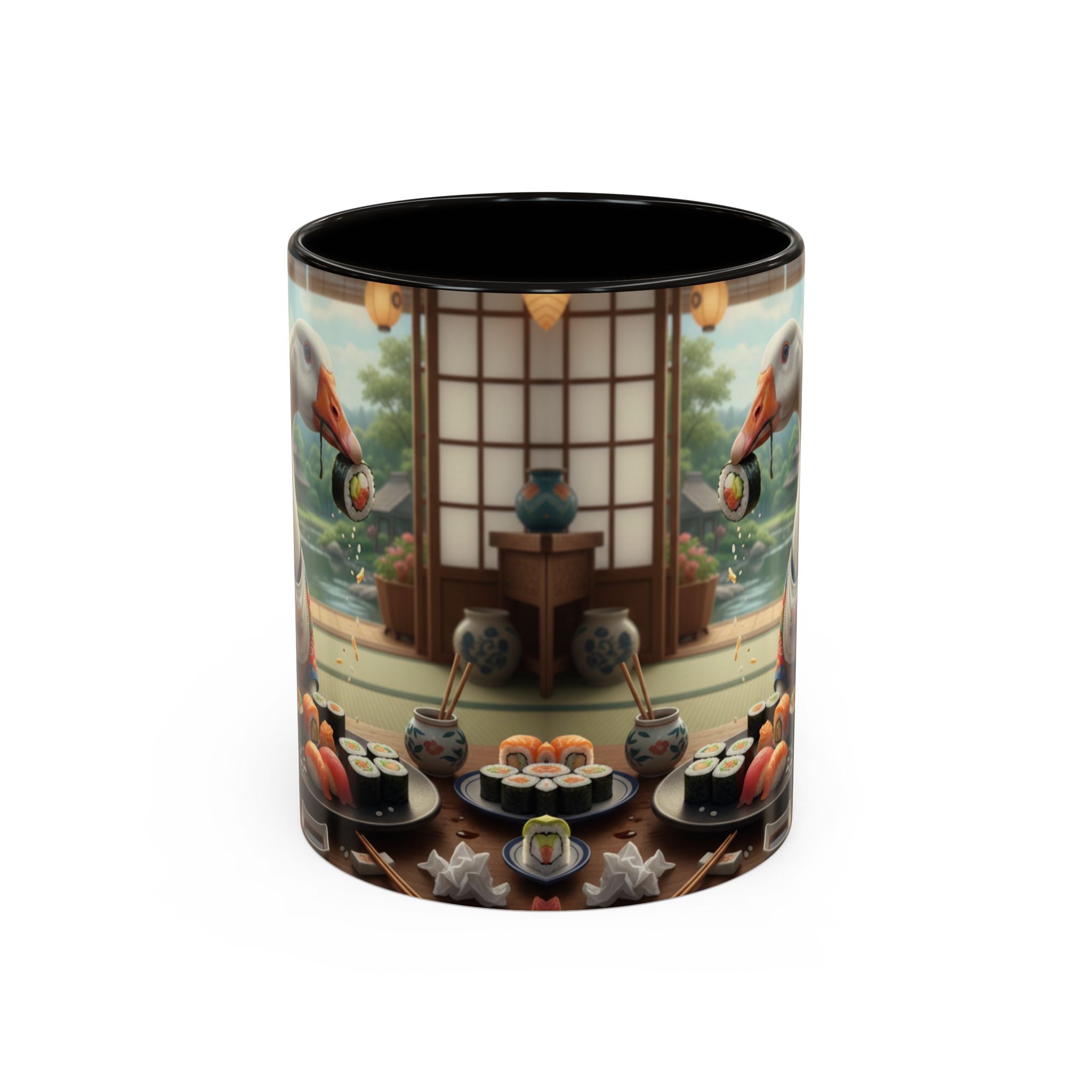 Goose with Sushi Mug | Japanese Tea Room Illustration
