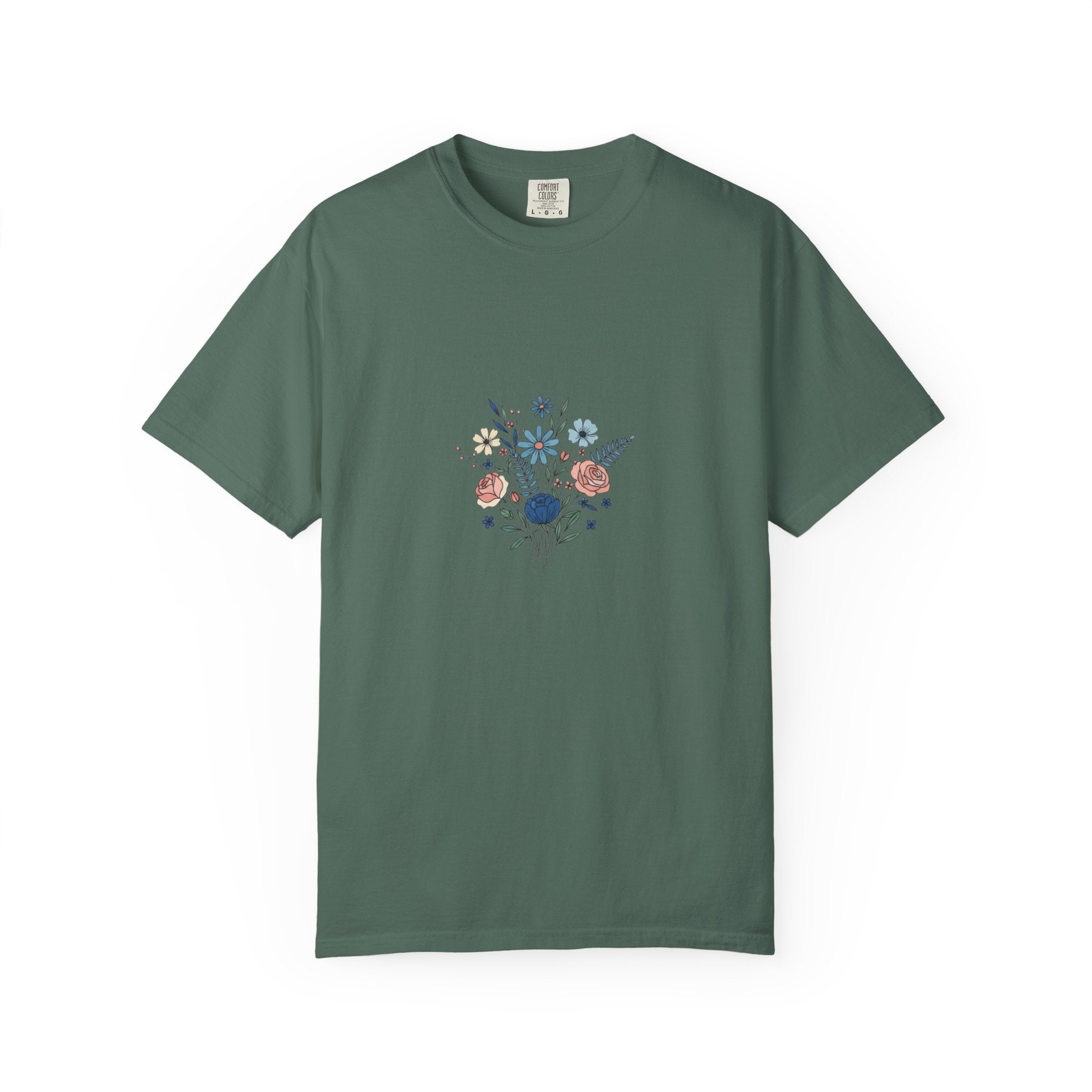 Wildflower Bouquet T-Shirt | Centered Floral Illustration, Daisies & Roses