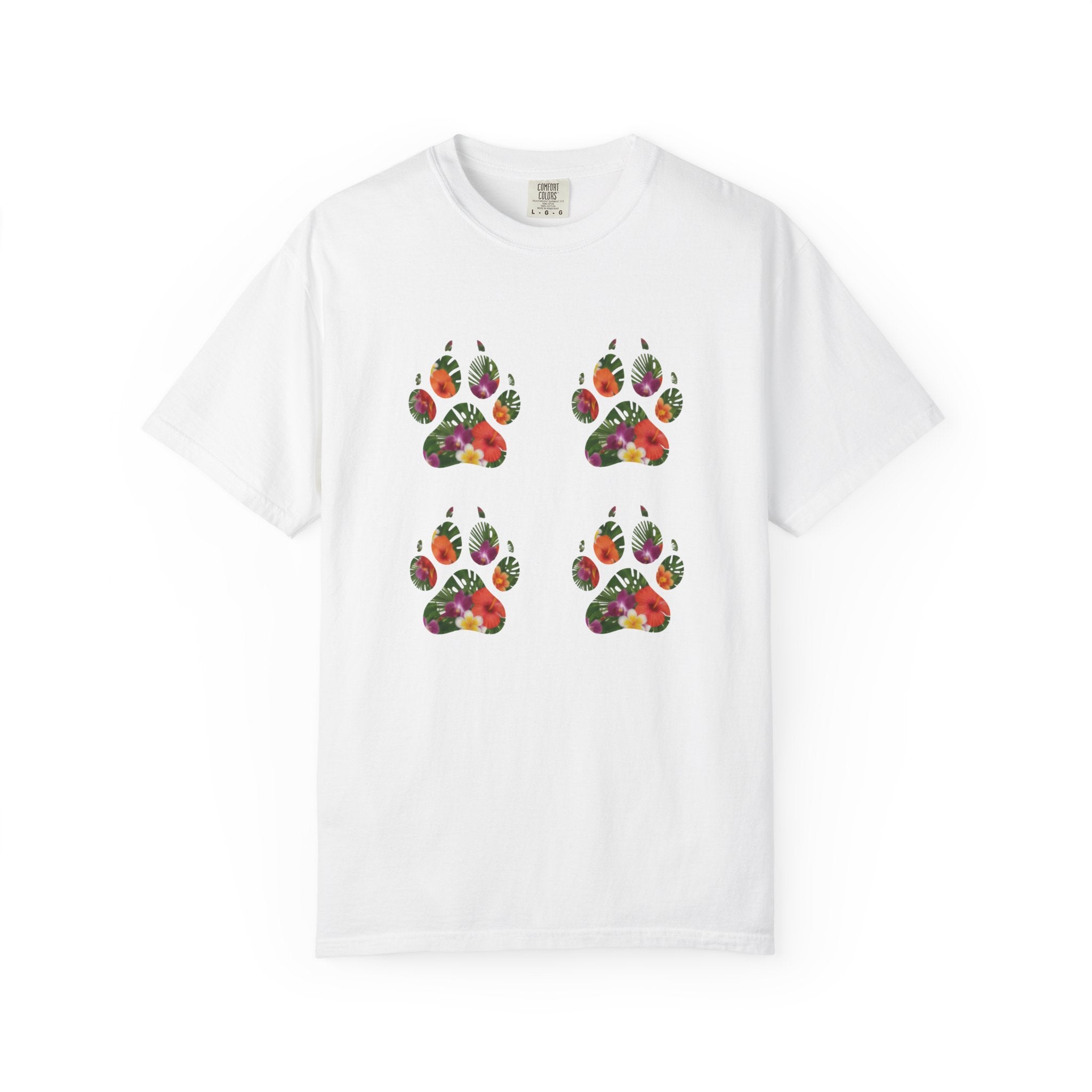 Floral Puppy Paws T-shirt | Dog Lover Tee