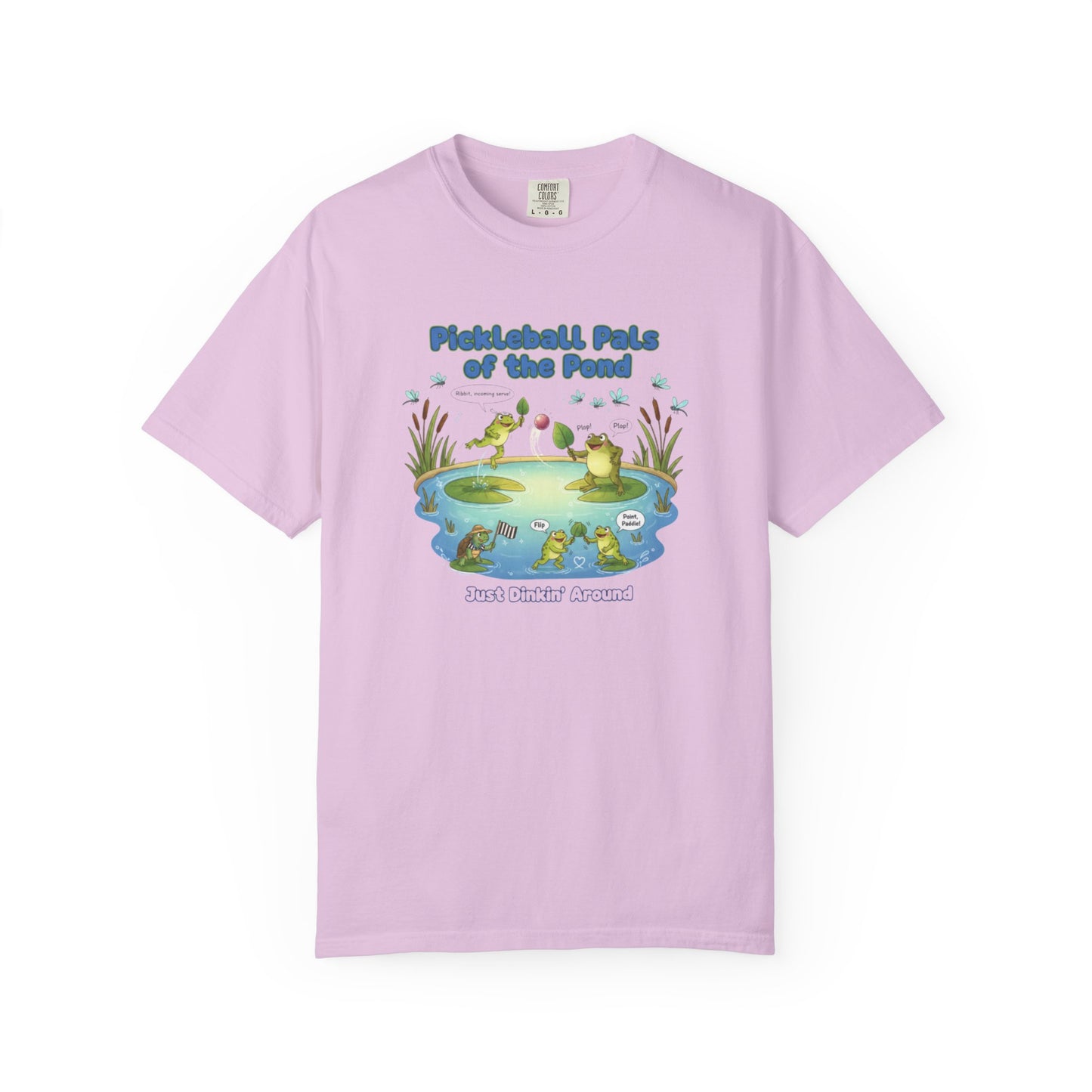 Pickleball Pals of the Pond T-Shirt | Cute Frog Pond Illustration