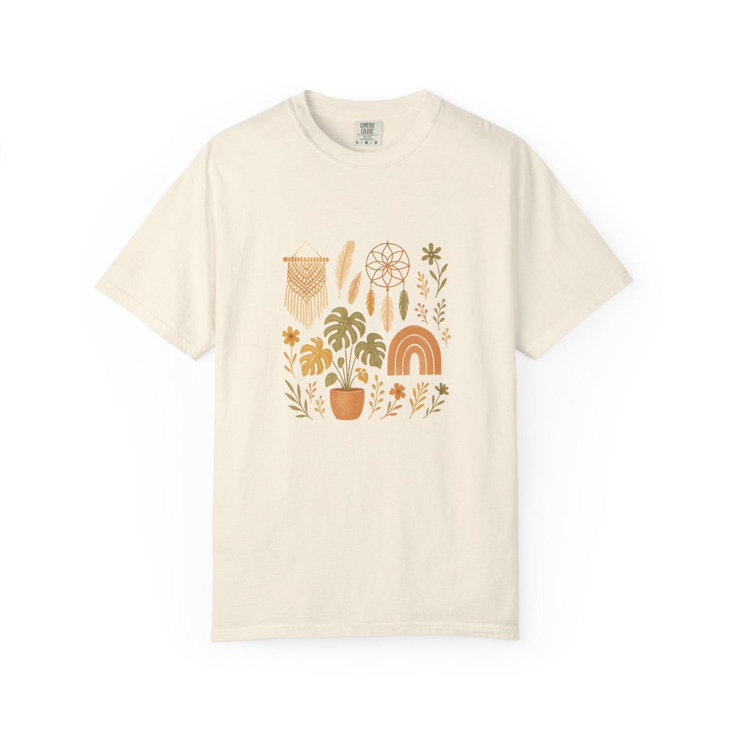 Boho Plants and Dreamcatcher T-Shirt | Rainbow, Monstera, Macrame