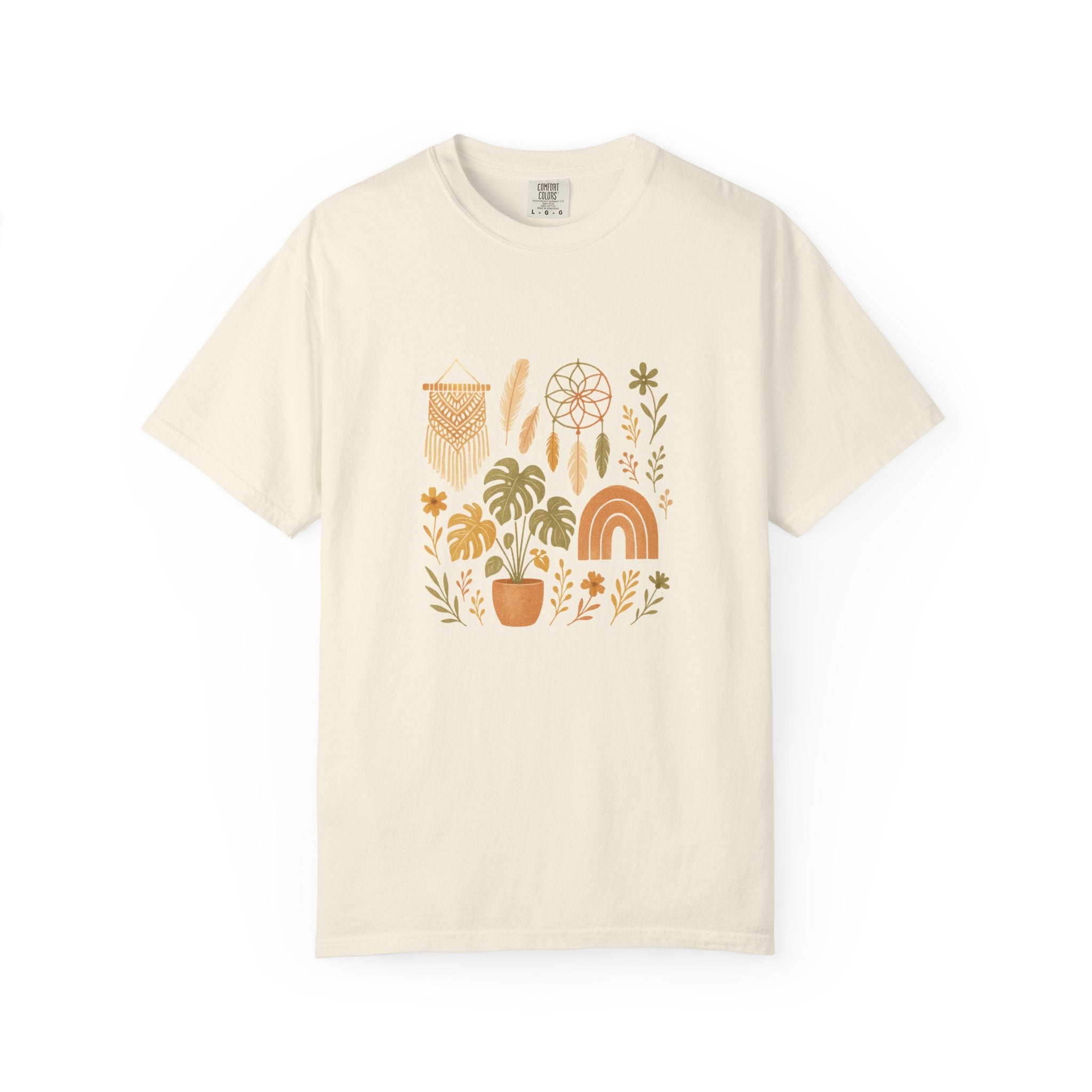 Boho Plants and Dreamcatcher T-Shirt | Rainbow, Monstera, Macrame
